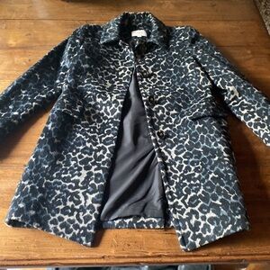 Ann Taylor loft, blue leopard pea coat size xs